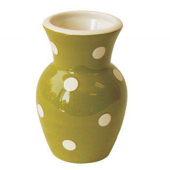 Grass Green White Dots Vase