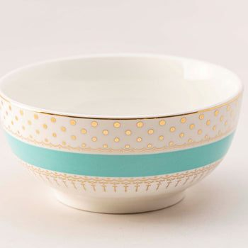 Green Gold Pin Dot 6-in Bowls, Set of 4
