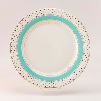 Green Gold Pin Dot Salad Plate, Set of 4