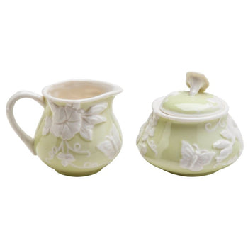 Green Morning Glory Butterfly Sugar Creamer