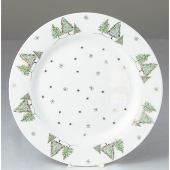 Green Pine Tree 10.5-in dinner plates, Set of 4