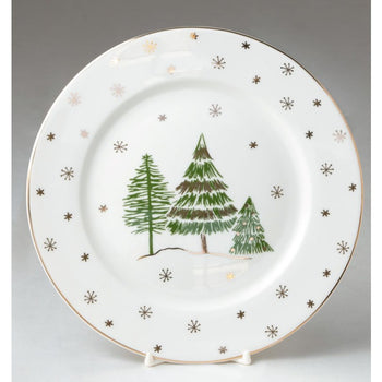 Green Pine Tree 8-in salad plates, Set of 4