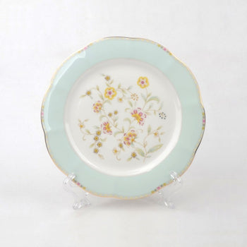 Green Rim Yellow Corn Flower Salad Plate, Set of 4