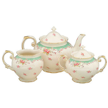 Green Vintage Rose 11 Piece Tea Set