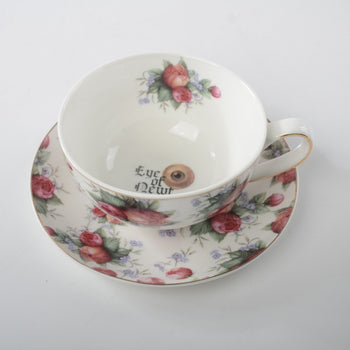 Halloween Eye Pink Gold Cup Saucers, Set of 2