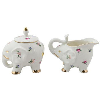 Happy Elephant Petite Floral Sugar and Creamer Set