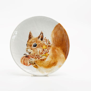 Happy Squirrel Salad Plates, Set of 4