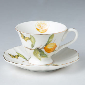 Lemon Tea Cup Saucer, Set of 4