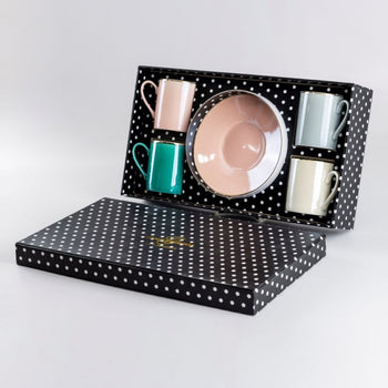 Luster Pale Colors Espresso Cups and Saucers, Set of 4 Boxed