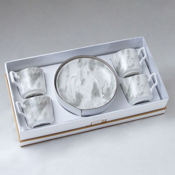 Marble Gold Demi Cups and Saucers, S/4 Gift Boxed
