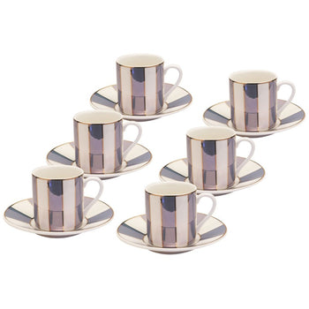 Metallic Purple Stripe 12 Piece Espresso Set