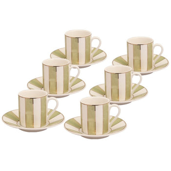 Metallic Sage Stripe 12 Piece Espresso Set