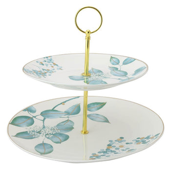 Mint Leaf 2 Tier Serving Tray