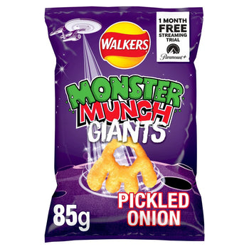 Walkers Monster Munch Giant Pickled Onion Flavour Large Bag For Sharing 85g