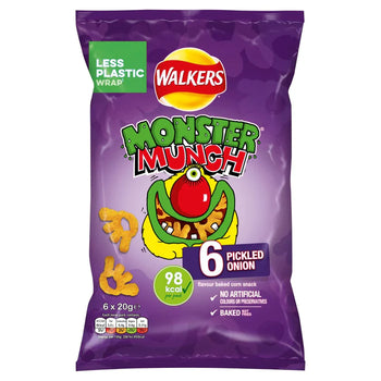 6 PACK Walkers Monster Munch Pickled Onion - 6x20g