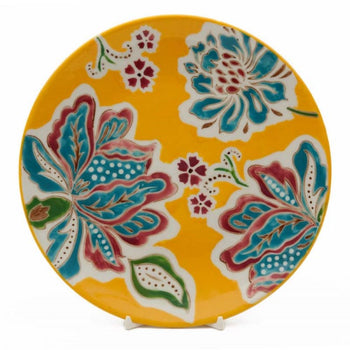 Orange/Blue Hand Painted/crafted Salad Plates, Set of 4