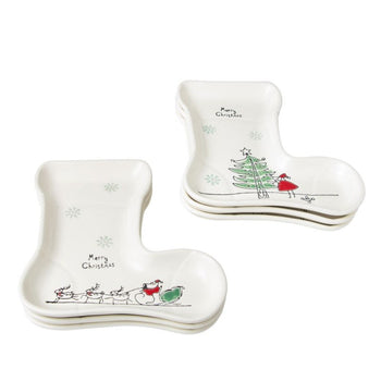 Organic Texture Santa Reindeer and Santa Sleight 3 S Sock Trays, Set of 6