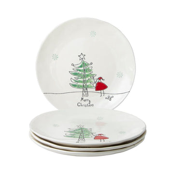 Organic Texture Santa Tree Dinner Plates, Set of 4