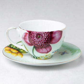 Paradise Garden Teacup Saucer, Set of 4