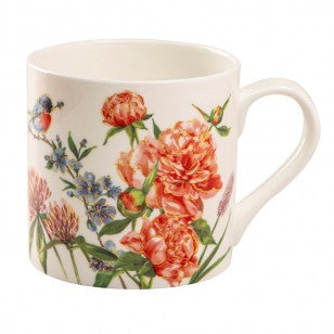 Peony Garden Bone China Coffee Mugs, Set of 4