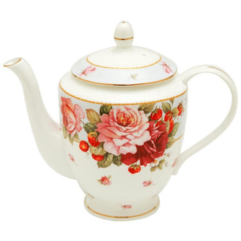 Peony and Strawberry Blue Coffee/Tea Pot