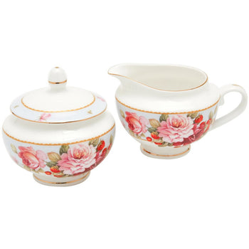 Peony and Strawberry Blue Sugar Creamer Set