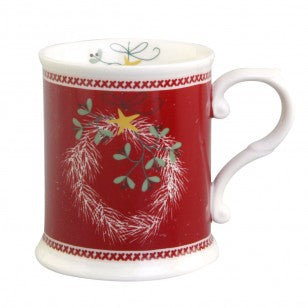 Pine Wreath Chocolate Mugs, Set of 4