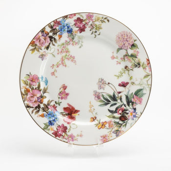 Pink Blue Garden Dessert Plates, Set of 4