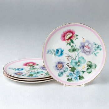 Pink Floral Garden 8in Dessert Plates, Set of 4