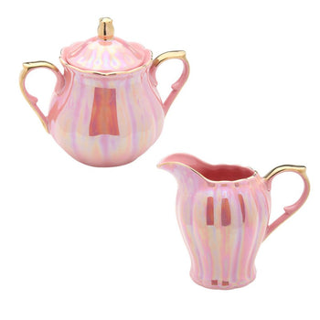 Pink Gold Scallop Sugar Creamer Set