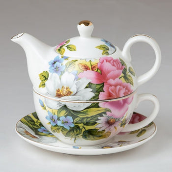 Pink Grace Rose 4 Piece Tea for One Gift Boxed