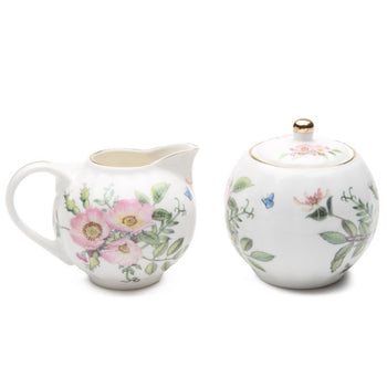 Pink Hollyhock Sugar/Creamer Set