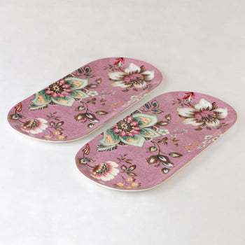 Pink Lotus Garden Serving Tray, Set of 2