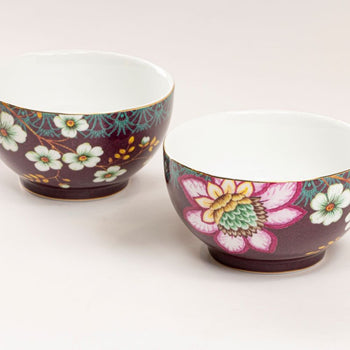 Pink Peacock Lotus Garden Tidbit Bowls, 4 Piece Set