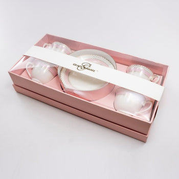 Pink gold Pin Dot Demi Cup Saucers, Set of 4