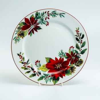 Poinsettia Dessert Plates, Set of 4