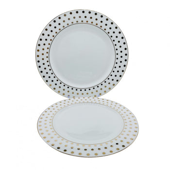 Polka Dots Bone China Salad Plates, Set of 4