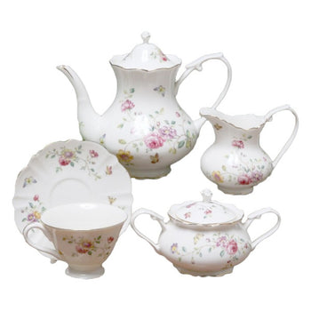 Purple Floral 11 Piece Tea Set