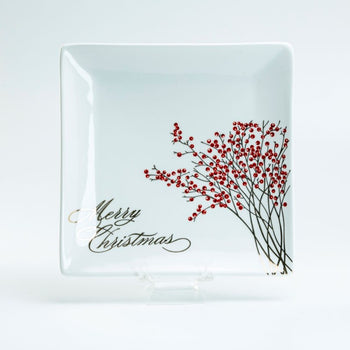 Red Berry 7in Square Plates, Set of 2