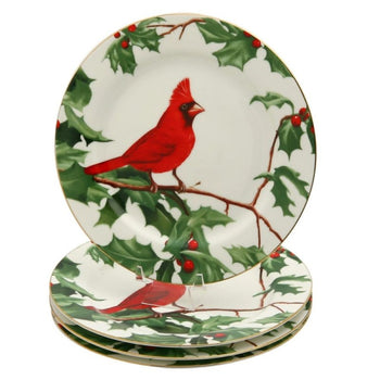 Red Cardinal Dessert Plate, Set of 4
