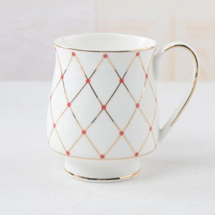 Red Trellis Pedestal Mugs, Set of 4