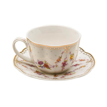 Rose Swag Tea Cups and Saucers, Set of 4
