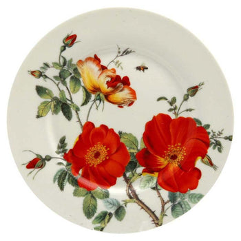 Rose and Poppy Dessert Plates, Set of 4