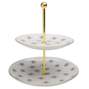 Satin Shelley Rose Bud Pink 2 Tier Server