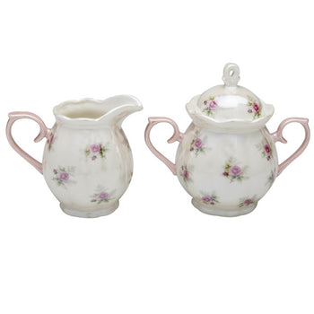 Satin Shelley Rose Bud Pink Sugar Creamer Set