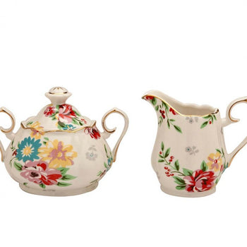 Shabby Rose Cream Sugar and Creamer