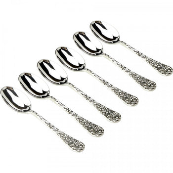 Silverplate Demi Spoons with Antique Sunflowers, Set of 6 Boxed