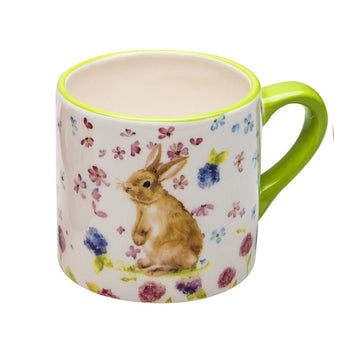 Spring flower Bunny Standing Mugs, Set of 4