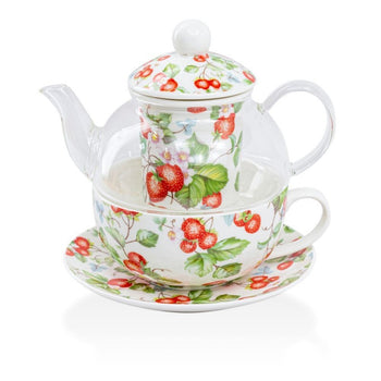 Strawberry Glass Tea for One 5 Piece Set