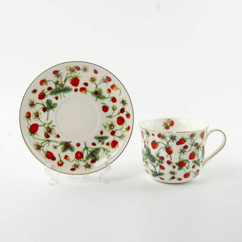 Strawberry Lady Bug Jumbo Cup Saucer. Set of 4